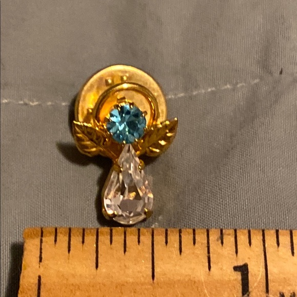 Jewelry | Elegant Gold And Blue Crystal Angel Pin | Poshmark